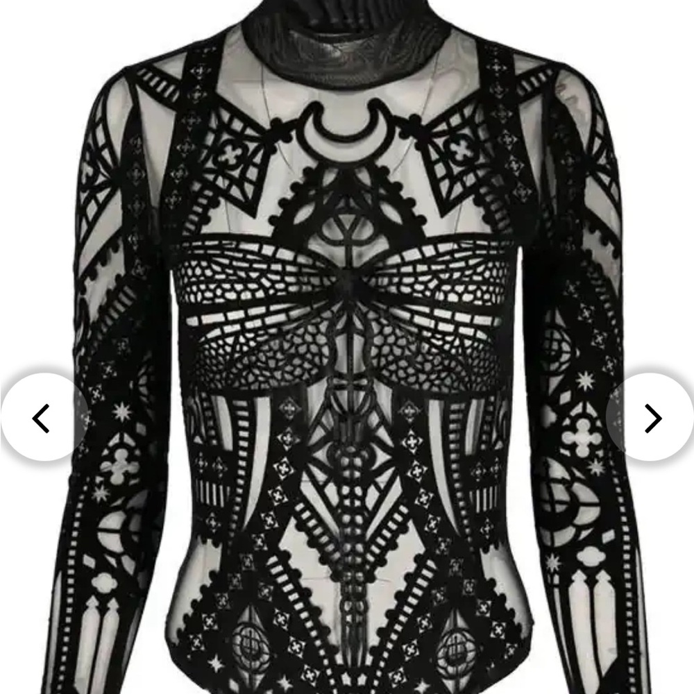 Restyle Elegant Black Lace Bodysuit